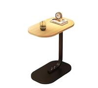 AZQOHMIS C Shaped Side Table, Modern C Shaped End Table for Small Spaces, Small Couch Side Tables That Slide Under,Simple Household Small Coffee Table Storage Rack,Wood Color+Black