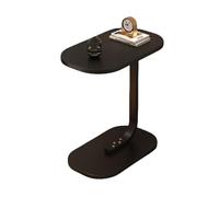 AZQOHMIS C Shaped Side Table, Modern C Shaped End Table for Small Spaces, Small Couch Side Tables That Slide Under,Simple Household Small Coffee Table Storage Rack,Black+Black