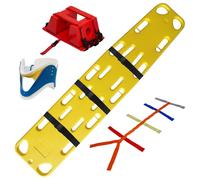 AZQOHMIS Emergency Spine Board Stretcher Kit with Head Immobilizer, Neck Brace, Spider Straps,Water Floating Stretcher with Adjustable Straps for EMT, Ambulance & Sports Field Use (Yellow)