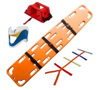AZQOHMIS Emergency Spine Board Stretcher Kit with Head Immobilizer, Neck Brace, Spider Straps,Water Floating Stretcher with Adjustable Straps for EMT, Ambulance & Sports Field Use (Orange)