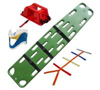 AZQOHMIS Emergency Spine Board Stretcher Kit with Head Immobilizer, Neck Brace, Spider Straps,Water Floating Stretcher with Adjustable Straps for EMT, Ambulance & Sports Field Use (Dark Green)