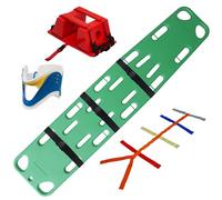 AZQOHMIS Emergency Spine Board Stretcher Kit with Head Immobilizer, Neck Brace, Spider Straps,Water Floating Stretcher with Adjustable Straps for EMT, Ambulance & Sports Field Use (Green)