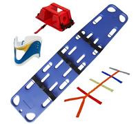 AZQOHMIS Emergency Spine Board Stretcher Kit with Head Immobilizer, Neck Brace, Spider Straps,Water Floating Stretcher with Adjustable Straps for EMT, Ambulance & Sports Field Use (Blue)