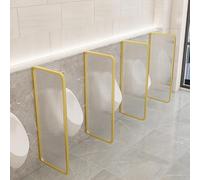 AZQOHMIS Gold,3PCS, Urinal Partition Panels with Semi-Transparent Glass & Iron Frame, Modern Art Deco Privacy Screen Wall- Bathroom Partition for Hotel/Schools/Malls/Public Places