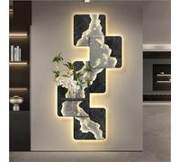 AZQOHMIS Minimalist Square Combination Wall Decor, Optical Illusion Wall Art with LED Light, Textured Wall Art for Living Room, Entryway, and Corridor(Black,47.2x23.6in)