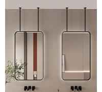 AZQOHMIS Modern Black Rectangular Wall Mirror, Anti-Fog Bathroom Mirror, Large Decorative Framed Mirror for Vanity, Bedroom, Hallway, Entryway