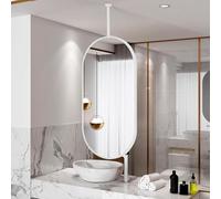 AZQOHMIS Modern White Oval Metal Framed Mirror, Floating Ceiling Mounted Vanity Mirror for Bathroom, Bedroom and Living Room Decor