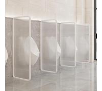 AZQOHMIS White,3PCS, Urinal Partition Panels with Semi-Transparent Glass & Iron Frame, Modern Art Deco Privacy Screen Wall- Bathroom Partition for Hotel/Schools/Malls/Public Places