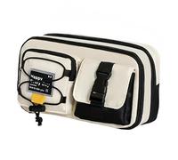 Azragon Large Capacity Pencil Case - Aesthetic 3 Compartment Stationery Organiser for Secondary School & Uni | Oxford Fabric Pen Pouch for Boys & Girls (Standard, Midnight Black)