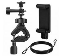 Azragon Motorcycle & Bike Handlebar Mount with Safety Tether, 360° Rotation | Action Cam & Phone Holder with 1/4" Adapter for Scooter & E-Bike,Compatible with GoPro Hero 13/12/11/10, Dji,Insta360,Phones
