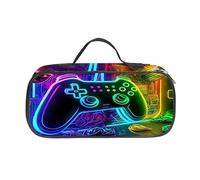 Azragon Pencil Case,Large Pencil Cases Pen Pouch Big Storage Pencil Bag of Game Console Theme Colorful Black Single Zipper Double Layer, Dual Compartment Stationery Bag for Boys and Girls.