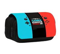 Azragon Pencil Case,Large Pencil Cases Pen Pouch Big Storage Pencil Bag of Switch Game Console Theme Black Double-Layer Flip, Dual Compartment Stationery Bag for Boys and Girls.
