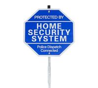 AzReference Protected By Home Security System Signs for Yard - 10" x 28" Police Dispatch Connected Warning Sign with Ground Stake - Rust Free Aluminum Composite - UV Protected