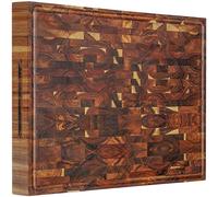 AZRHOM Extra Large Thick Acacia Wood End Grain Cutting Board 24x18x2 In, Wooden Butcher Block, Chopping Board For Kitchen with Juice Groove Handles Non-Slip Pats (Gift Box)