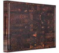 AZRHOM Extra Large Thick Walnut Wood End Grain Cutting Board 24x18x2 In, Wooden Butcher Block, Chopping Board For Kitchen with Juice Groove Handles Non-Slip Pats (Gift Box)