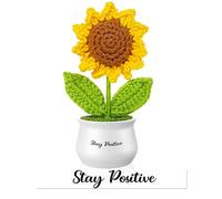 Azrra Emotional Support Crochet Sunflower, Positive Crochet Inspirational Birthday for Dad, Mom, Kids, Friend, Secure with Sticky Base, Decoration for Desk, Car