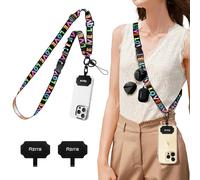 Azrra Phone Lanyard Crossbody, Cellphone Lanyard for Around the Neck, Adjustable Anti Theft Phone Strap, Black Crossbody Strap for iPhone Case, Keys, Earphone, Sunglasses, Wallet (Black - Love)