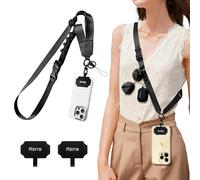 Azrra Phone Lanyard Crossbody, Cellphone Lanyard for Around the Neck, Adjustable Anti Theft Phone Strap, Black Crossbody Strap for iPhone Case, Keys, Earphone, Sunglasses, Wallet