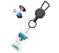 Azrra Retractable Keychain with Magnetic Closure, Heavy Duty Badge Holder with Clear ID Card Holder, Badge Reel Retractable Lanyard with 62 cm Steel Cord, Holds 510 g (1)