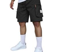 Azruma Men Black Short Three Quarter Shorts Three Quarter Length Short Summer Cargo Combat Short with Pockets Relaxed Fit Knee Length Lightweight Durable Hiking Quick Dry