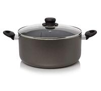 AZS Stock Pot Non Stick Large Casserole Pot - Cooking Pot Grey 24cm / 4.5 Litre stockpots with Glass Lid Heat-Resistant Handles for Easy Cookware