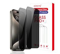 AZSCYN [2 Pack Privacy Screen Protector for iPhone 15 Pro Max, Double Protection Tempered Glass Film, Anti-scratch, Bubble Free, Case-friendly, Easy Installation