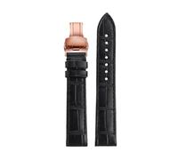 AZSHIW 15.5mm 17. Quick Release Watch Band Compatible With Cartier Santos Dumont Series Strap Lady's(Black-rose gold-B,17.5mm-width)