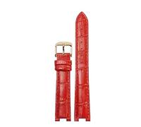 AZSHIW 18 * 11mm 22 * 13mmNotched Leather Strap Compatible With GC Rossini PASHA DE CARTIER Men's And Women's Special Notched Hand Bracelet Accessories(Red D rose,16-7mm)