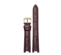 AZSHIW 18 * 11mm 22 * 13mmNotched Leather Strap Compatible With GC Rossini PASHA DE CARTIER Men's And Women's Special Notched Hand Bracelet Accessories(Brown D rose,14-5mm)