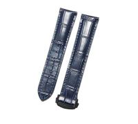 AZSHIW 18/19/20/21/22mm Flat-Interface Dive Cowhide Strap Compatible With Omega Speedmaster De Ville Comfortable Breathable Leather Band(Blue-BK-Z3,22mm)