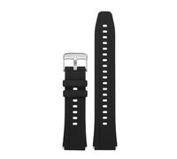 AZSHIW 18mmConvex Joint Rubber Watchband Compatible With Casio 3299 AE-1200 AE1200 AE-1300/W-216 A158 F91W Silica Gel Watchstrap Ae1200 Watchchain(Black-silver)