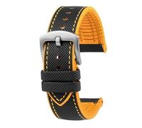 AZSHIW 20mm 21mm 22mm 23mm 24mm Unisex Nylon Rubber Bottom Strap Watchband Compatible With Any Watch Men's Bracelet(Black yellow-silve-A,23mm-Width)