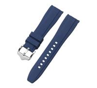 AZSHIW 20mm 22mm Rubber Strap Curved End Silicone Watch Band Compatible With Swatch Compatible With Omega Moonswatch Bracelet Waterproof Wristband(Dark Blue,20mm)