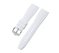 AZSHIW 20mm 22mm Rubber Strap Curved End Silicone Watch Band Compatible With Swatch Compatible With Omega Moonswatch Bracelet Waterproof Wristband(White,20mm)
