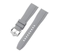 AZSHIW 20mm 22mm Rubber Strap Curved End Silicone Watch Band Compatible With Swatch Compatible With Omega Moonswatch Bracelet Waterproof Wristband(Grey,22mm)