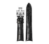 AZSHIW 20x16mm Leather Watch Strap Compatible With Ulysse Nardin Jaeger-LeCoultre PIAGET Band Replace Wristbands(Black VC silver,20x18mm)