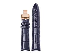 AZSHIW 20x16mm Leather Watch Strap Compatible With Ulysse Nardin Jaeger-LeCoultre PIAGET Band Replace Wristbands(Blue rose,19x18mm)
