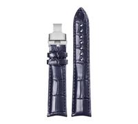 AZSHIW 20x16mm Leather Watch Strap Compatible With Ulysse Nardin Jaeger-LeCoultre PIAGET Band Replace Wristbands(Blue silver,19x18mm)