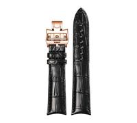 AZSHIW 20x16mm Leather Watch Strap Compatible With Ulysse Nardin Jaeger-LeCoultre PIAGET Band Replace Wristbands(Black VC rose,19x18mm)