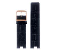 AZSHIW 20X9MM Compatible With Calvin CK Notched Leather Watch Strap Compatible With K1S21102 K8Y231/K8Y236 Band Black Bracelet Wristwatch 16X6MM(Black bamboo rose,16x6mm)
