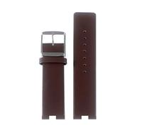 AZSHIW 20X9MM Compatible With Calvin CK Notched Leather Watch Strap Compatible With K1S21102 K8Y231/K8Y236 Band Black Bracelet Wristwatch 16X6MM(Plain brown silver,16x6mm)