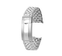 AZSHIW 22mm 316L Steel Silver Jubilee Watch Band Strap Oyster Bracelets Solid Curved End Compatible With Casio MDV-106 MDV-106B Parts