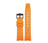 AZSHIW 22mm Compatible With Swatch Blancpain Rubber Watch Strap Arc Mouth Liquid Silicone Compatible With BIOCERAMIC SCUBA FIFTY FATHOMS Replace Wristbands(Orange K black)