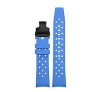 AZSHIW 22mm Compatible With Swatch Blancpain Rubber Watch Strap Arc Mouth Liquid Silicone Compatible With BIOCERAMIC SCUBA FIFTY FATHOMS Replace Wristbands(Bright blue black)