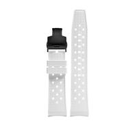 AZSHIW 22mm Compatible With Swatch Blancpain Rubber Watch Strap Arc Mouth Liquid Silicone Compatible With BIOCERAMIC SCUBA FIFTY FATHOMS Replace Wristbands(White black)