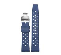 AZSHIW 22mm Compatible With Swatch Blancpain Rubber Watch Strap Arc Mouth Liquid Silicone Compatible With BIOCERAMIC SCUBA FIFTY FATHOMS Replace Wristbands(Blue silver)