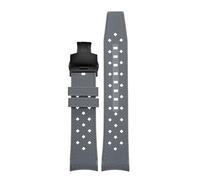 AZSHIW 22mm Compatible With Swatch Blancpain Rubber Watch Strap Arc Mouth Liquid Silicone Compatible With BIOCERAMIC SCUBA FIFTY FATHOMS Replace Wristbands(Gray black)