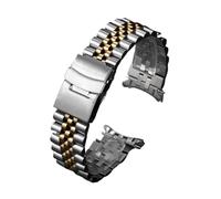 AZSHIW 316L Stainless Steel Watch Band Compatible With Jubilee Watch Curved End Strap 18/19/20/21/22/24/26mm Luxury Bracelets Accessories(Silver Gold,21mm)