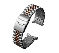 AZSHIW 316L Stainless Steel Watch Band Compatible With Jubilee Watch Curved End Strap 18/19/20/21/22/24/26mm Luxury Bracelets Accessories(Silver RoseGold,24mm)