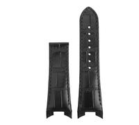 AZSHIW Black Notched Leather Watchband Compatible With RADO Emperor Star D-Star Series Metal Interface Watch Strap Men's(Black -no BK)